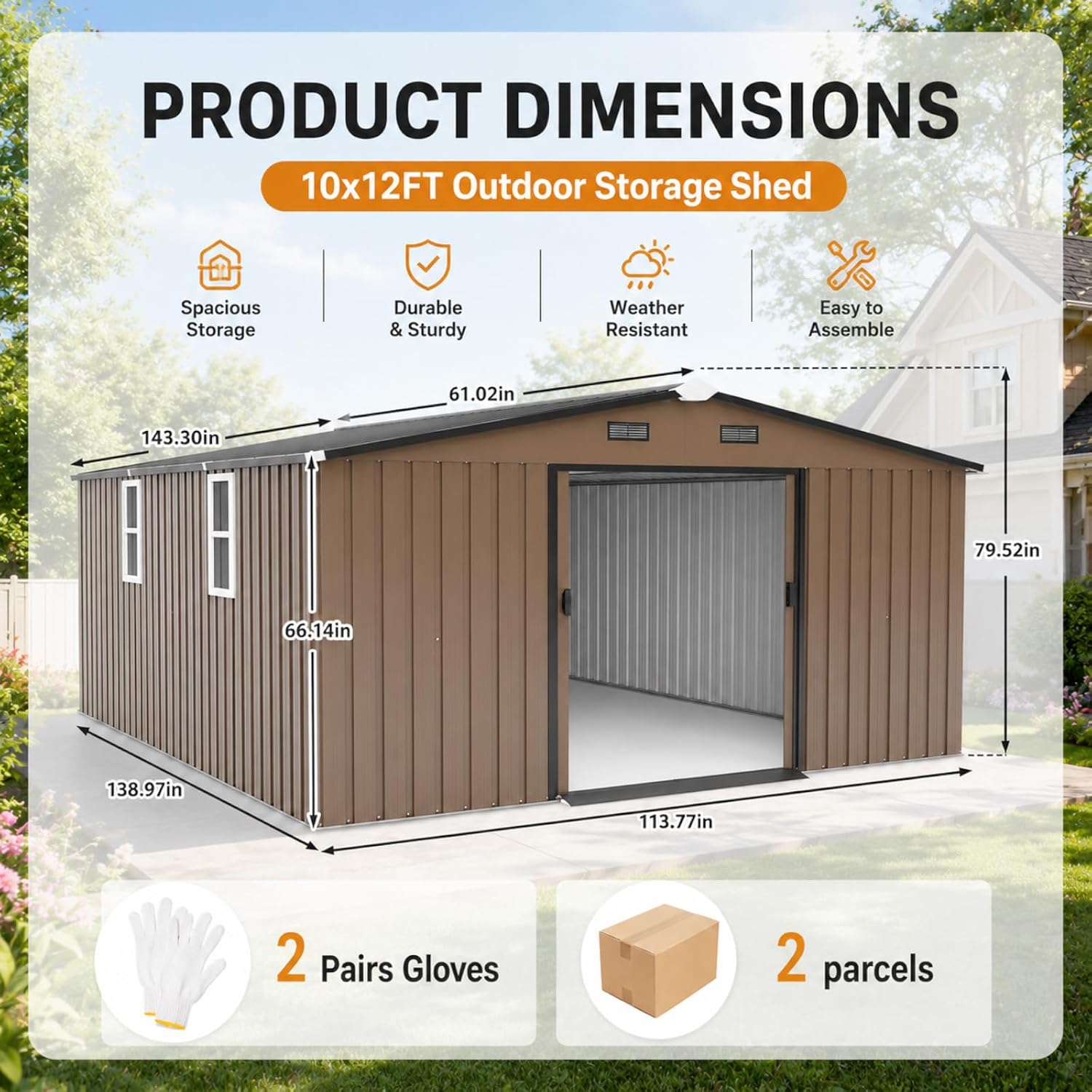 โรงเก็บของโลหะ ขนาด 10x12 ฟุต  - Gardening Tools In บทวิจารณ์และราคา