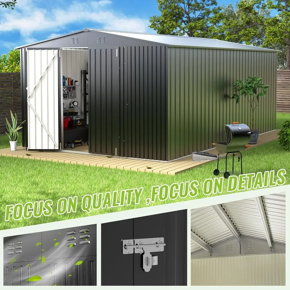 โรงเก็บของโลหะกลางแจ้งที่ทนทาน - Gardening Tools In บทวิจารณ์และราคา