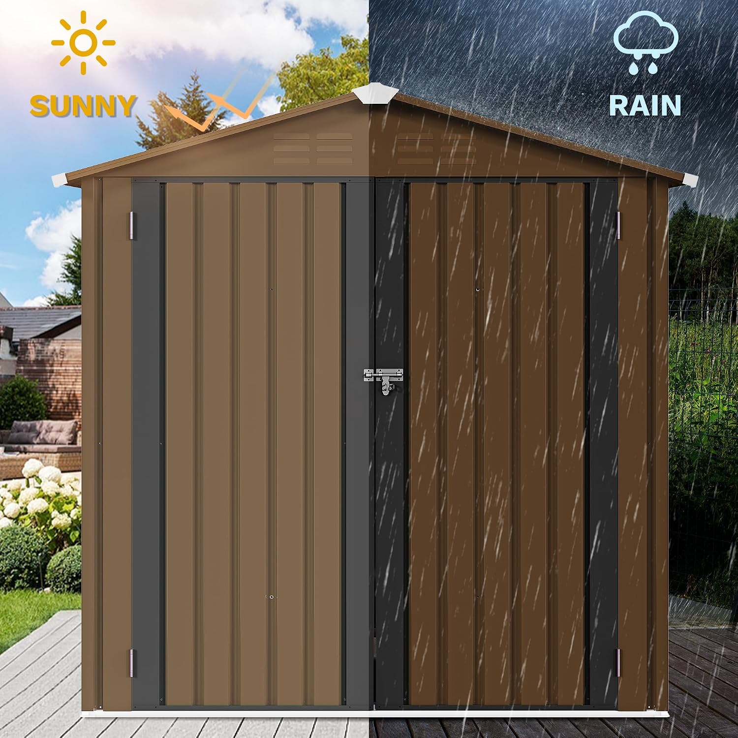 โรงเก็บของกลางแจ้งโลหะขนาด 6x4 - Gardening Tools In บทวิจารณ์และราคา