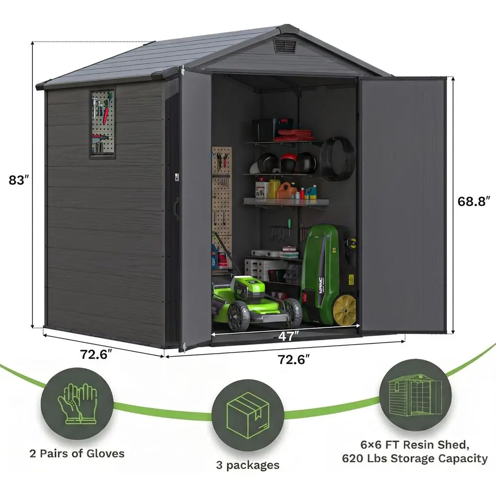 โรงเก็บของพลาสติกขนาด 6x6 ฟุต  - Gardening Tools In บทวิจารณ์และราคา