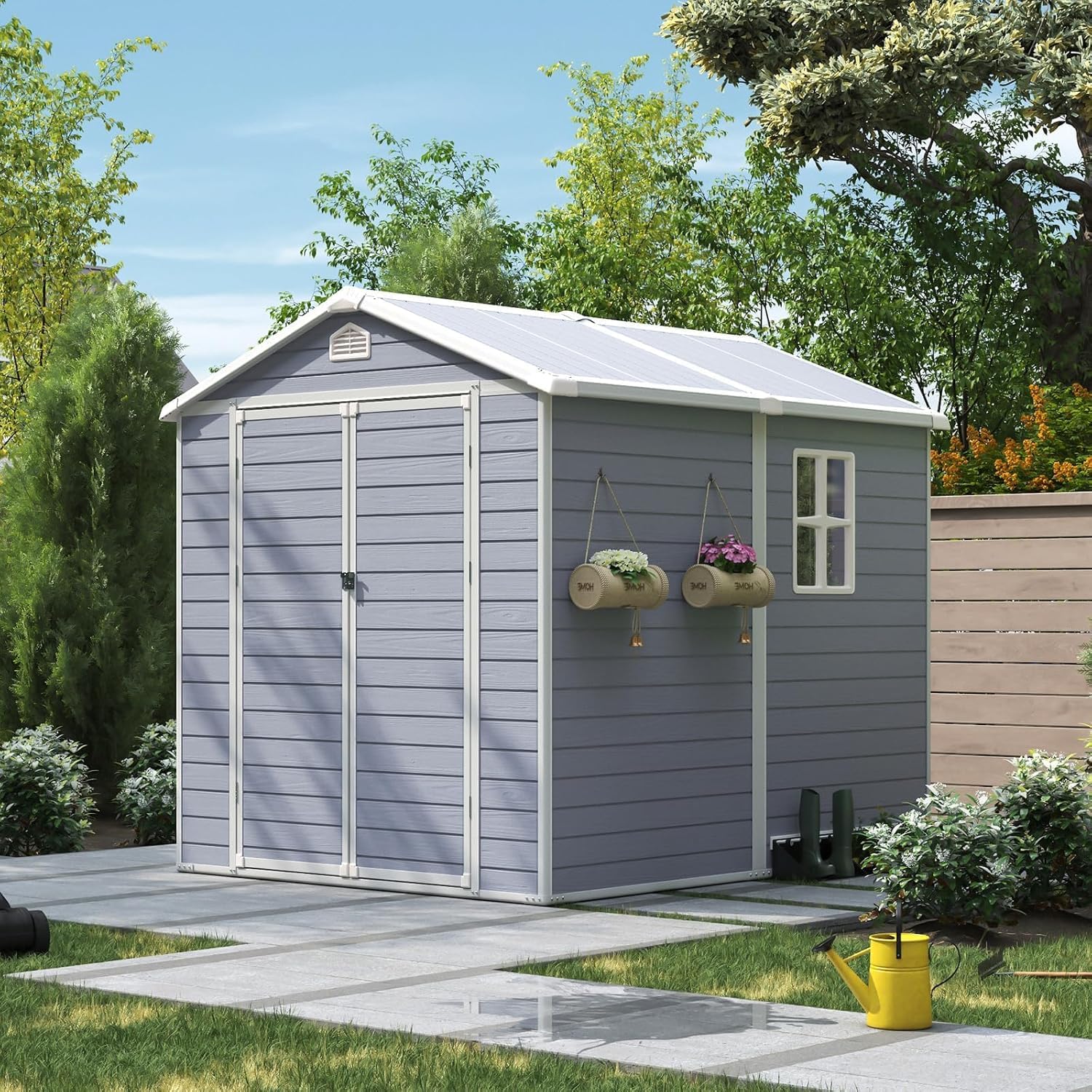 โรงเก็บของกลางแจ้งขนาด 6x8 ฟุต - Gardening Tools In บทวิจารณ์และราคา