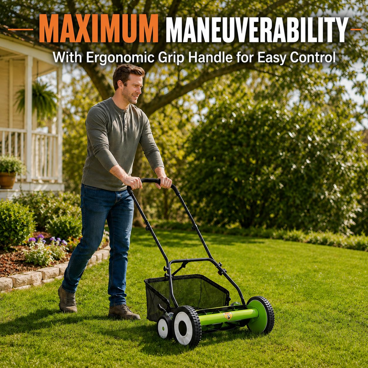เครื่องตัดหญ้าแบบเข็นขนาด 18 น - Gardening Tools Lawn Mower บทวิจารณ์และราคา