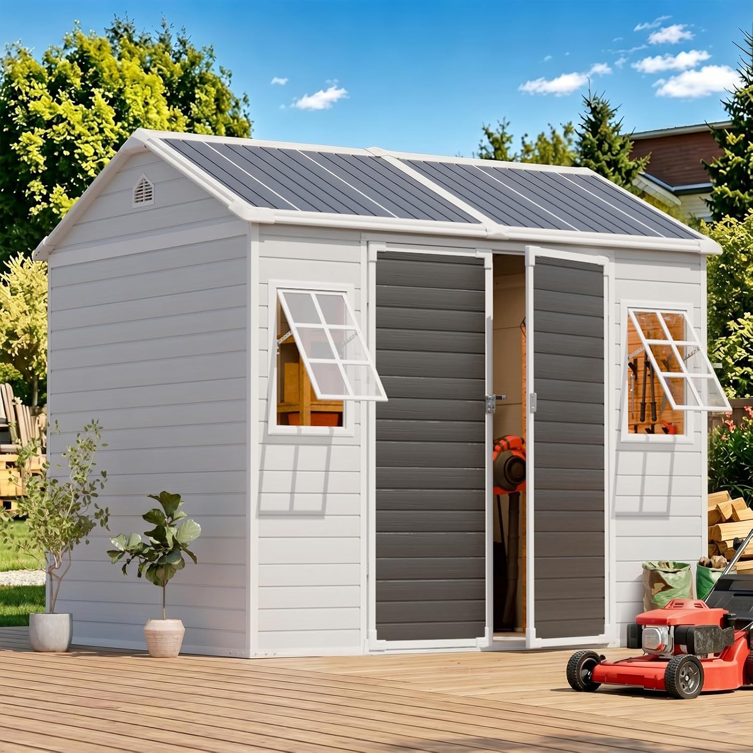 โรงเก็บของเรซินขนาด 8x6 ฟุต พร - Gardening Tools In บทวิจารณ์และราคา
