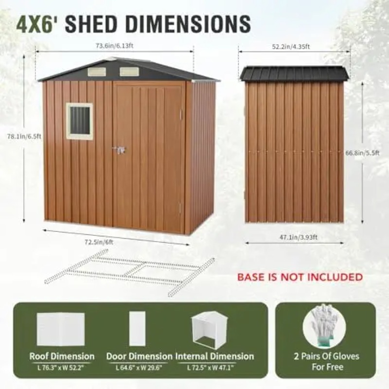 โรงเก็บของกลางแจ้งขนาด 6x4 ฟุต - Gardening Tools In บทวิจารณ์และราคา